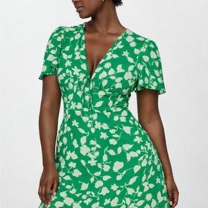 Mango Green Floral Women's Dress